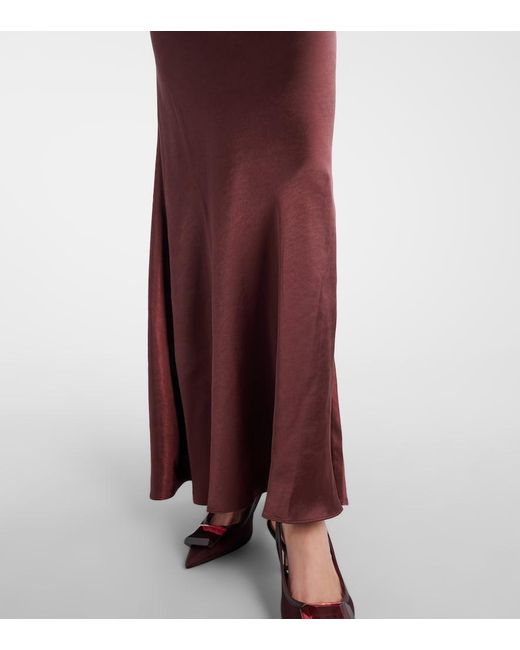 Self-Portrait Purple Lace-Trimmed Halterneck Satin Gown