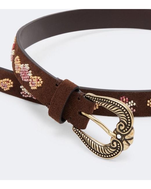 Etro Brown Beaded Suede Belt
