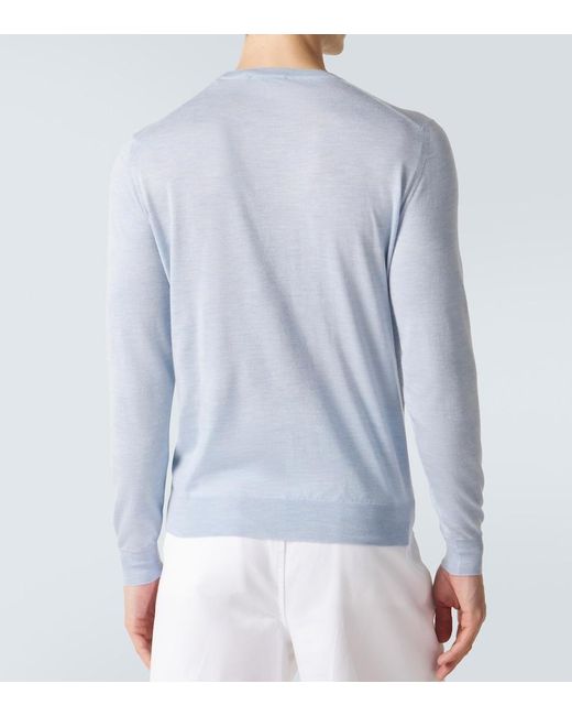 Fedeli Blue Argentina Cashmere And Silk Sweater for men