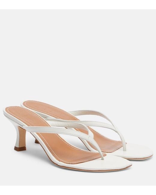 STAUD Freja Leather Thong Sandals in White | Lyst