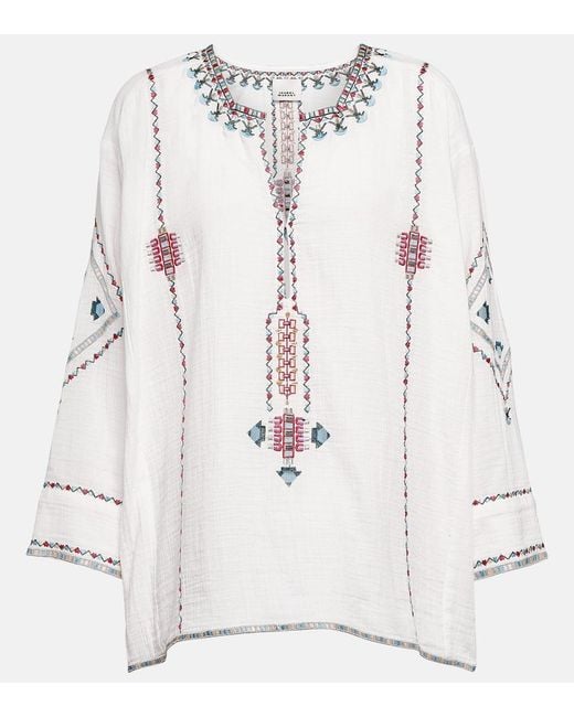 Isabel Marant White Clarisa Embroidered Blouse