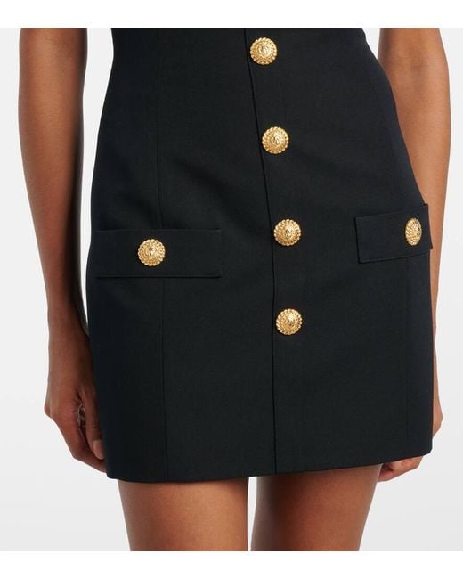 Balmain Black Minikleid Aus Wolle