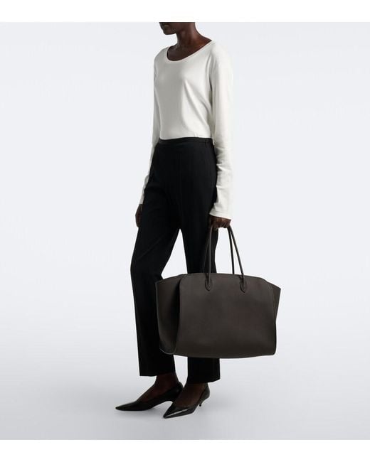 The Row Black Marlo 17 Leather Tote Bag
