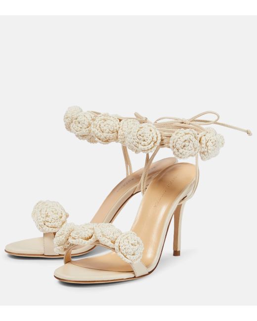 Magda Butrym Metallic Floral Crochet And Leather Sandals