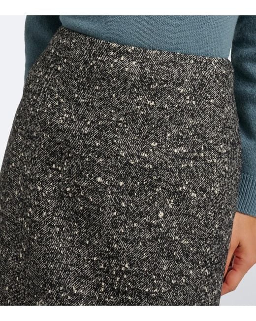 Valentino Gray Chevron Wool-Blend Boucle Pencil Skirt