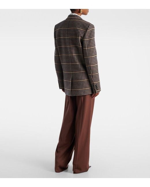Saint Laurent Black Houndstooth Double-Breasted Wool Blazer