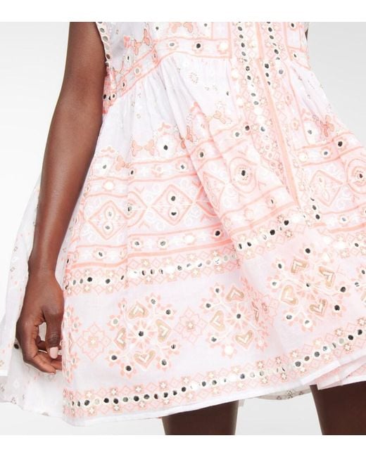 Juliet Dunn Pink Sequined Cotton Minidress