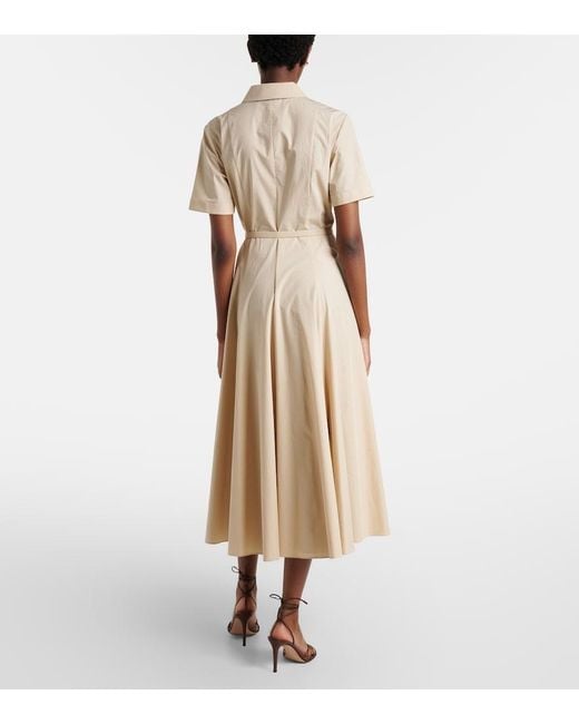 Tory Burch Natural Belted Cotton-Blend Shirt Dress
