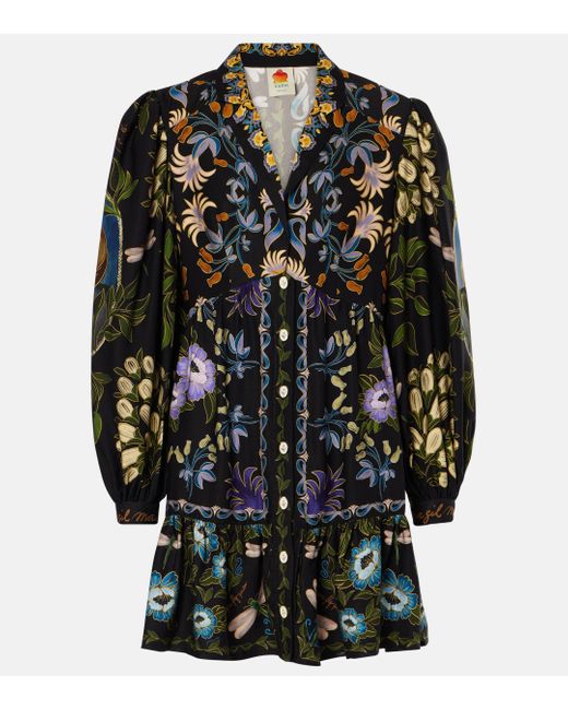 Farm Rio Black Winter Garden Mini Dress