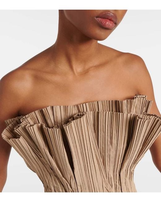 The Row Natural Cristel Pleated Poplin Bustier Gown