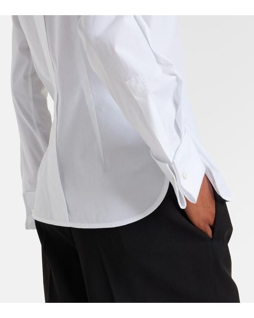 Max Mara White Cotton-Blend Poplin Shirt