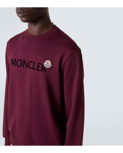Moncler Red Logo Cotton Jersey Sweatshirt for men