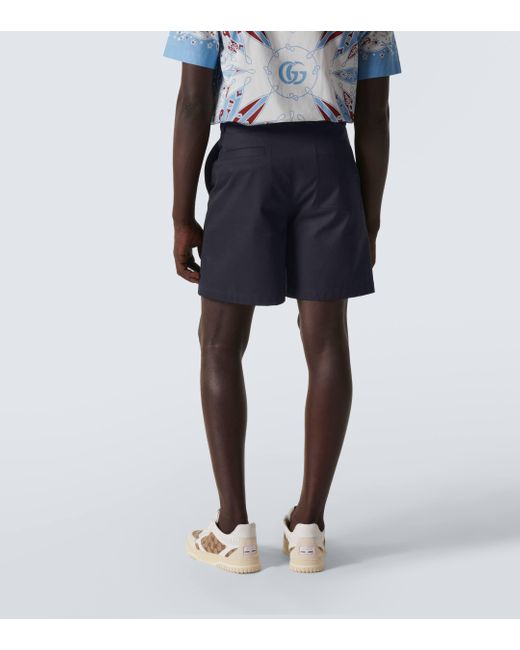 Gucci Blue Cotton Twill Bermuda Shorts for men