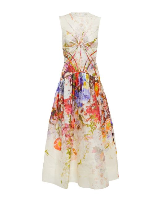 Zimmermann Multicolor Prima Linen And Silk Organza Gown