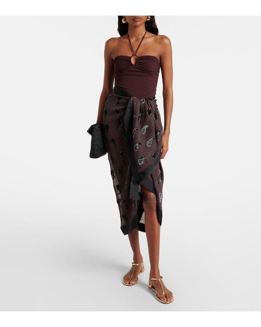 Tory Burch Black Paisley Silk-Blend Beach Cover-Up