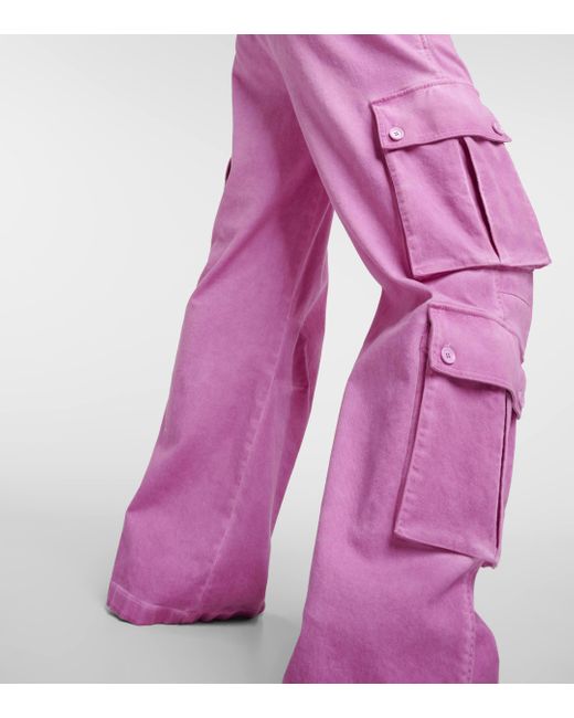 Pantalon cargo evase a taille mi-haute en coton Dolce & Gabbana en coloris Pink