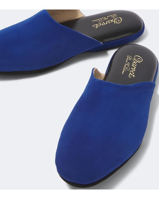 Charvet Blue Suede Slippers for men