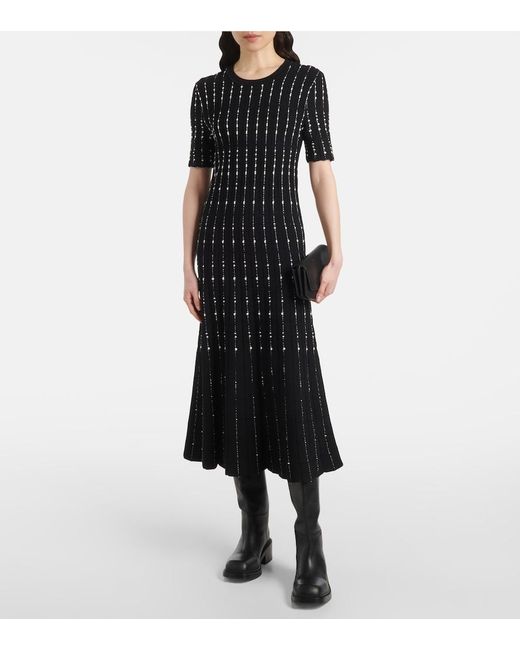 Joseph Black Ribbed-Knit Cotton-Blend Midi Dress