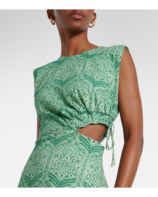 Agua Bendita Green Otono Printed Cotton-Blend Maxi Dress