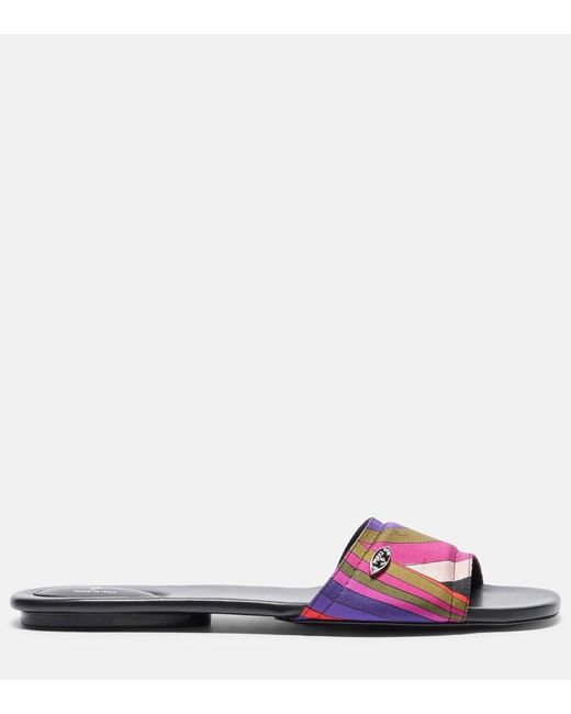Emilio Pucci Multicolor Yummy Iride Silk Slides