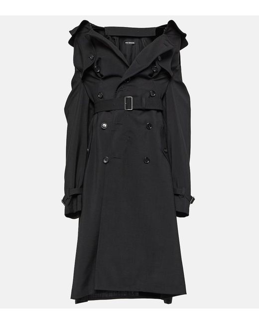 Junya Watanabe Black Cutout Wool And Mohair Midi Dress