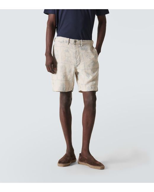Shorts de lino estampados RRL de hombre de color Natural