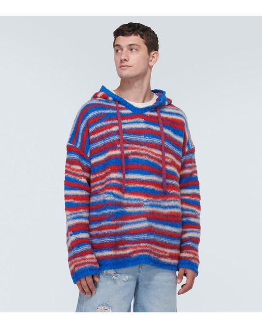 ERL Red Gradient Knitted Oversized Hoodie for men