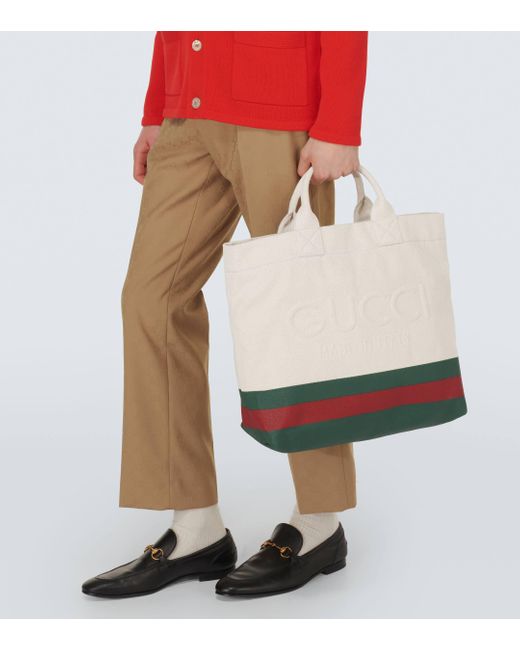 Cabas en toile avec logo Gucci pour homme en coloris White