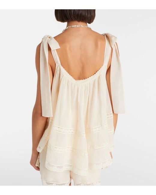 Zimmermann Natural Awaken Lace-Trimmed Cotton And Silk Top