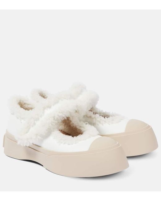 【MARNI】 Pablo shearling-lined leather sneakers MARNI Pablo leather platform sneakers | NET-A-PORTER