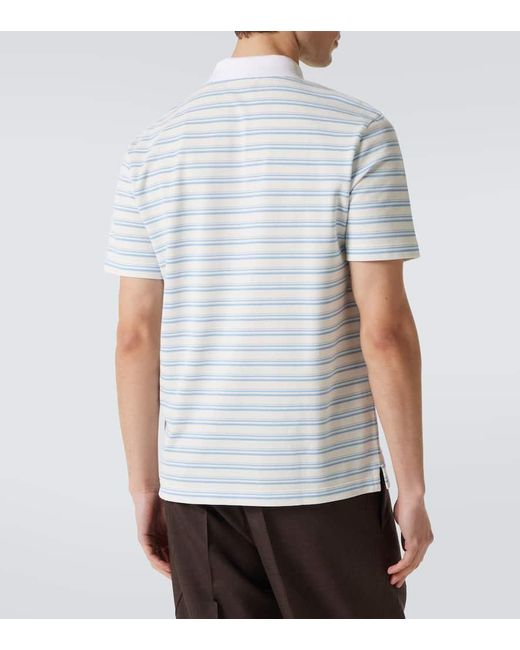 Prada Polohemd Aus Baumwolle in Blue für Herren