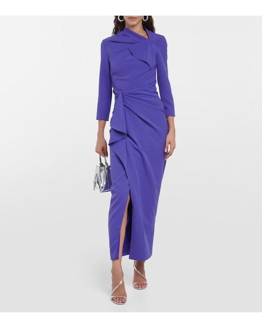 Safiyaa Blue Avery Crepe Maxi Dress