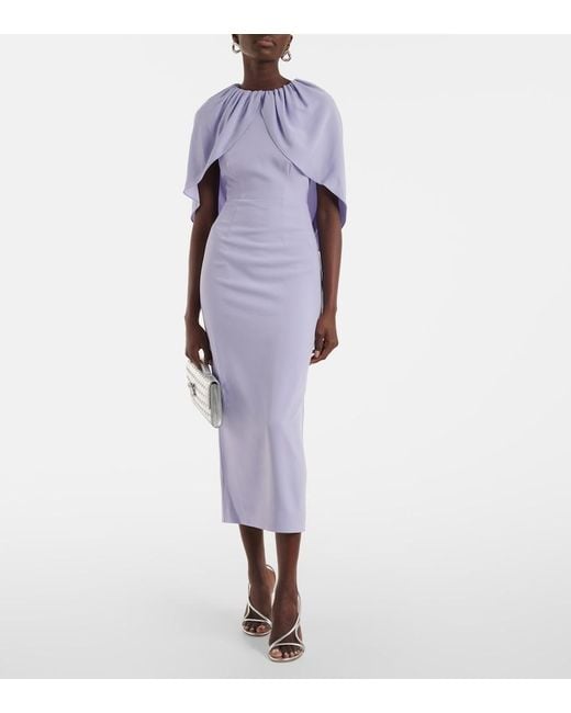 Roland Mouret Purple Caped Crepe Satin Cocktail Dress