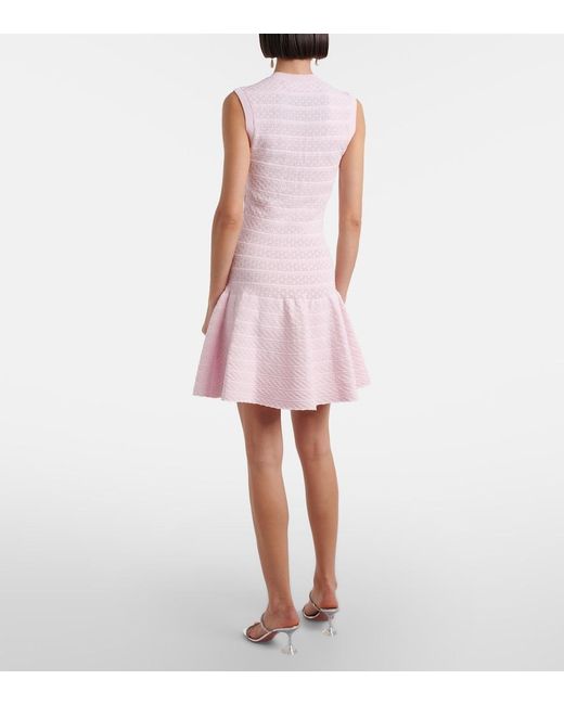Self-Portrait Pink Embellished Pointelle Minidress