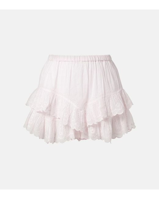 Isabel Marant Natural Jocadia Broderie Anglaise Cotton Shorts