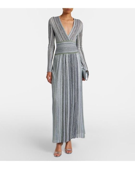 Missoni Gray Striped Lame Maxi Dress