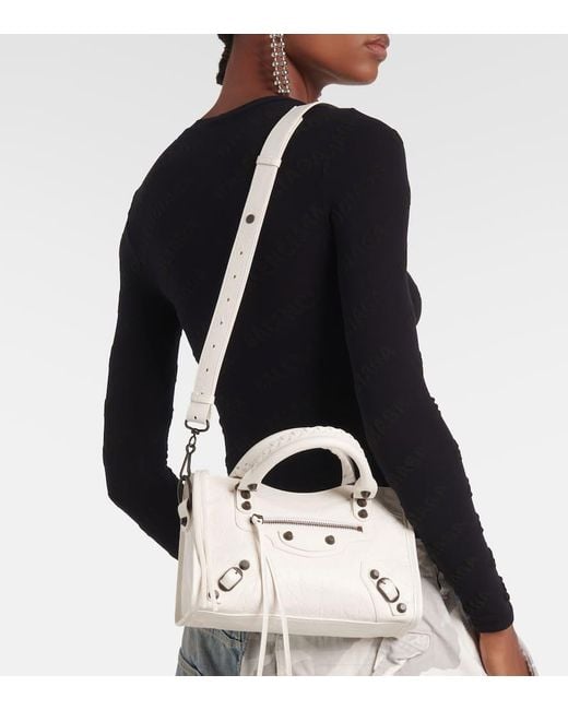 Balenciaga White Le City Mini Leather Shoulder Bag