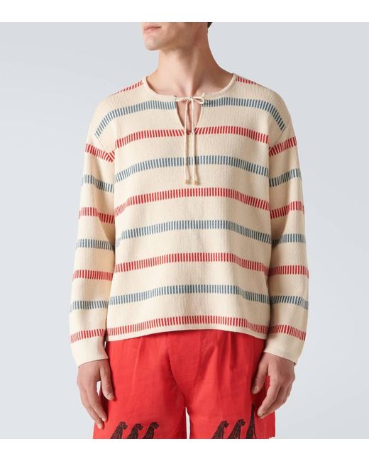 Bode Pullover Bay Stripe aus Baumwolle in Pink für Herren