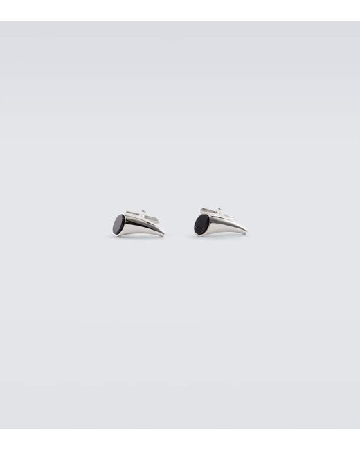 Lanvin Metallic Embellished Cufflinks With Onyx for men