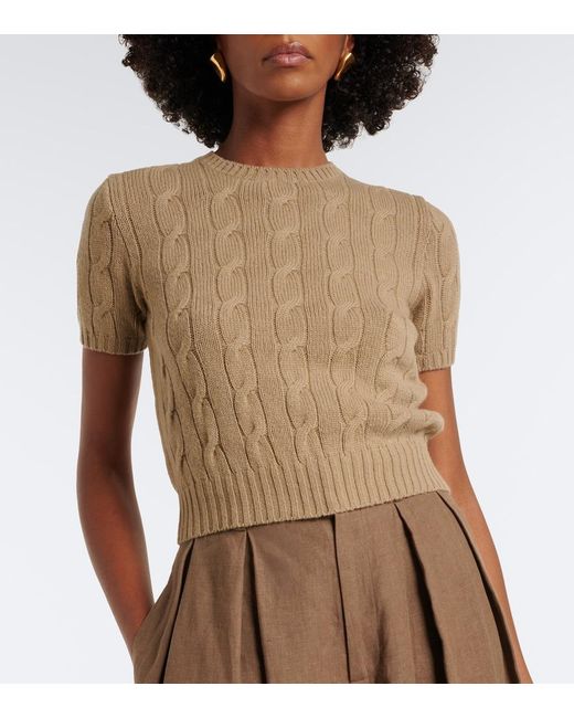 Ralph Lauren Brown Cable-Knit Cashmere Sweater