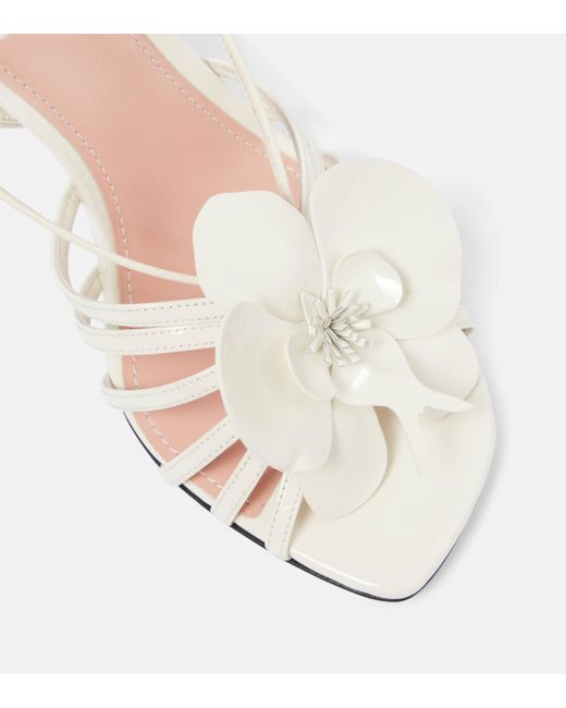 Zimmermann White Orchid 85 Leather Wedge Sandals