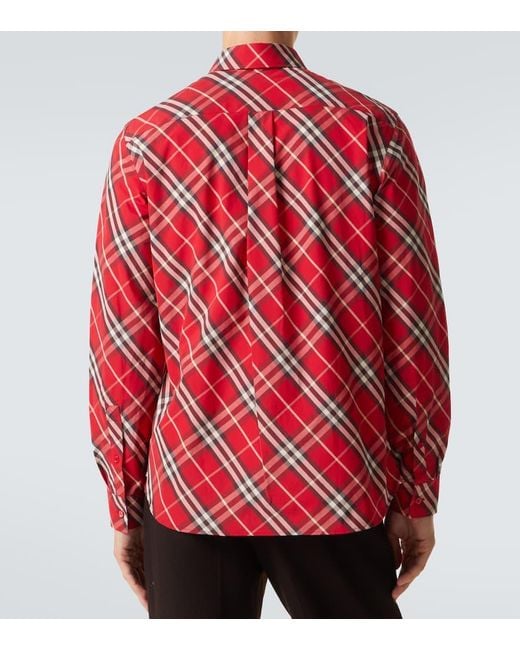 Burberry Red Checked Cotton Shirt for men