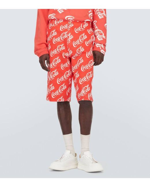 ERL Bedruckte Bermuda-Shorts Aus Baumwoll-Canvas in Red für Herren