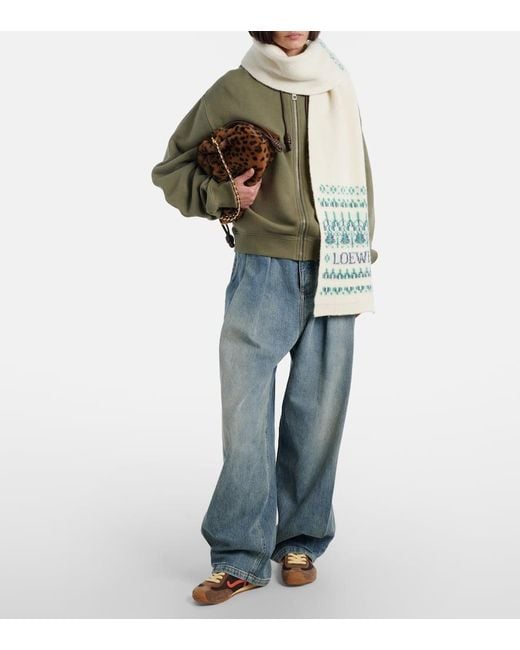 Loewe White Schal Aus Einem Wollgemisch Mit Pailletten