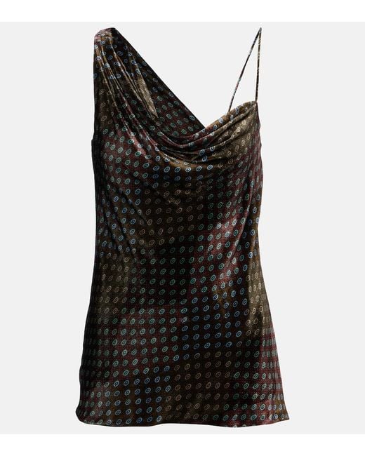 Dries Van Noten Black Draped Printed Velvet Top