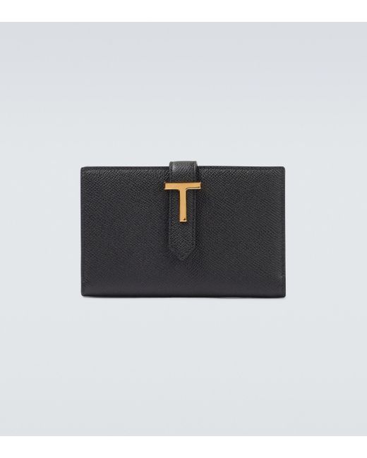 Tom Ford Black T Strap Leather Wallet for men