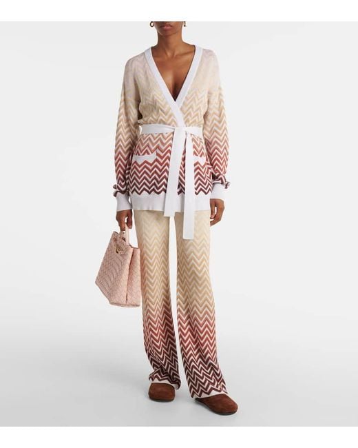 Pantalones Flared De Mezcla De Algodon Missoni de color Pink