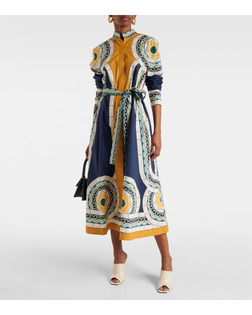 LaDoubleJ Multicolor Sundowner Cotton Poplin Midi Dress