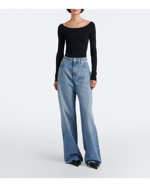 Erdem Blue High-Rise Wide-Leg Jeans