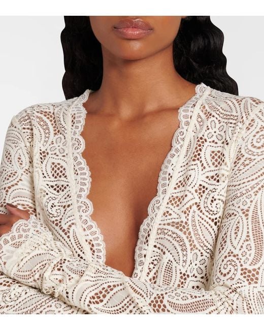 Alexandra Miro White Ariella Sheer Lace Bodysuit